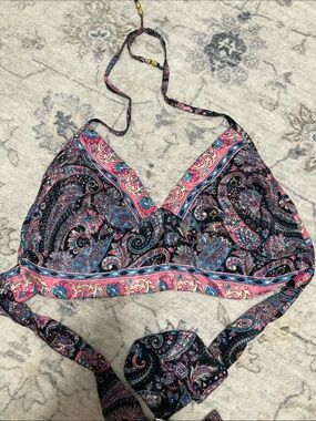 Women’s Paisley Halter Bralette - Pink & Black